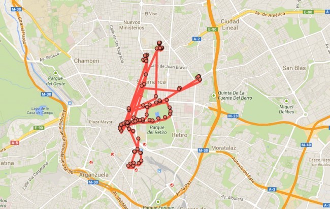 location history mapa Madrid